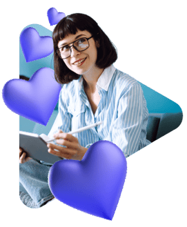 Mujer rodeada con corazones_mosaico mails fuera   copia
